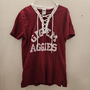 PINK Victoria Secret Texas A&M Aggie Tie Lace Up Shirt